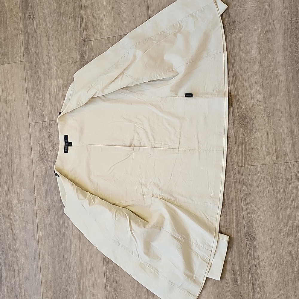 Lafayette 148 Linen Embellished Wood Beaded Cream Jacket Size 8 - Picture 6 of 8